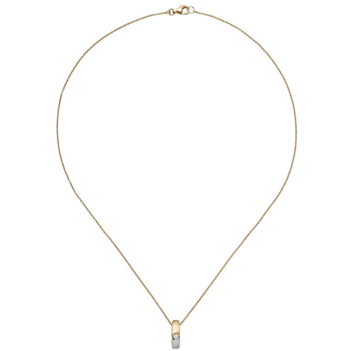 Collier Anhänger mit Brillant 585 Gelbgold 43cm