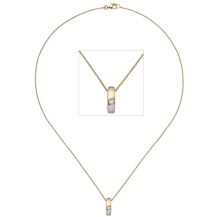 Collier Anhänger mit Brillant 585 Gelbgold 43cm