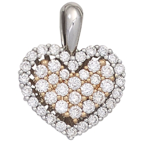 Anhänger Herz mit 43 Diamanten Brillanten 585 Gold weiß/rot Brillantherz Damen