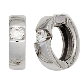 Ohrringe Creolen 13mm mit Diamanten Brillanten 585 Gold Weißgold Damen Ohrringe Creolen 13mm mit Diamanten Brillanten 585 Gold Weißgold Damen