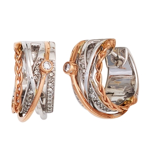 Ohrringe 14,9mm Creolen mit 52 Diamanten Brillanten 585 Gold weiß/rot Damen Ohrringe 14,9mm Creolen mit 52 Diamanten Brillanten 585 Gold weiß/rot Damen