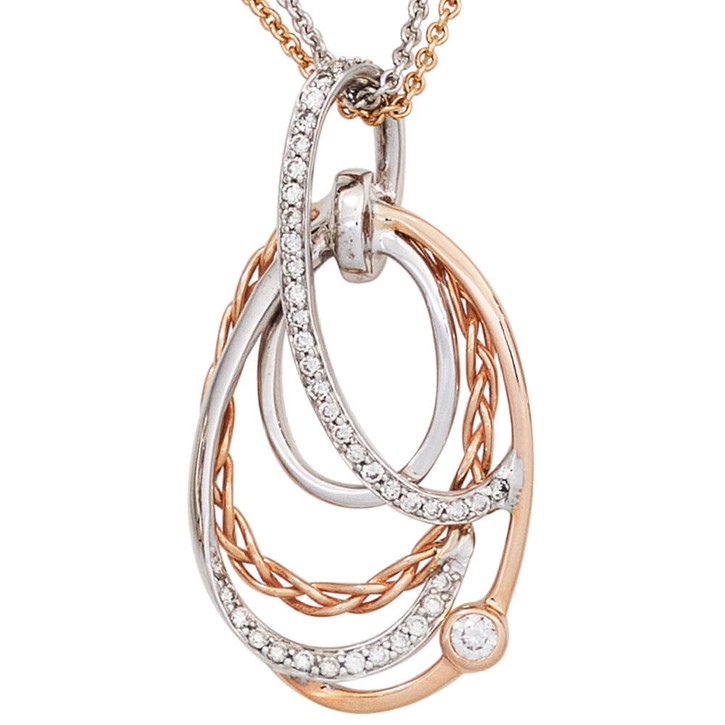 Anhänger mit 41 Brillanten 0.25 Ct 585 Gold weiß rot