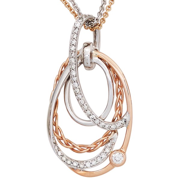 Anhänger mit 41 Brillanten 0.25 Ct 585 Gold weiß rot