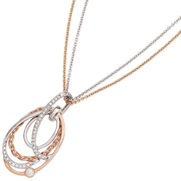 Anhänger mit 41 Brillanten 0.25 Ct 585 Gold weiß rot