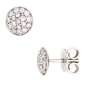 Ohrstecker 7,1mm rund mit 36 Brillanten 585 Gold Weißgold Ohrschmuck Damen