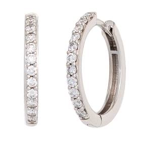 Ohrringe 16,4mm Creolen mit 22 Diamanten Brillanten 585 Gold Weißgold Damen