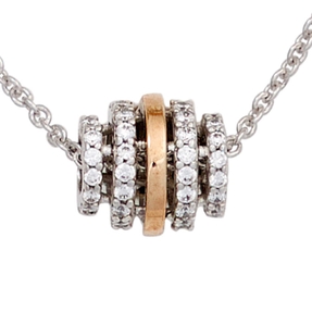 Halskette Collier mit 64 Diamanten Brillanten 585 Gold weiß/rot 45cm Damen Halskette Collier mit 64 Diamanten Brillanten 585 Gold weiß/rot 45cm Damen
