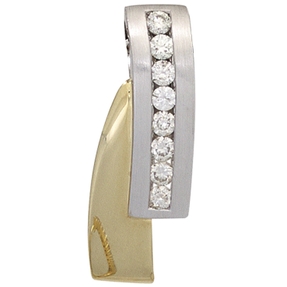 Anhänger mit 8 Diamanten Brillanten 585 Gold gelb/weiß teilmattiert Damen Anhänger mit 8 Diamanten Brillanten 585 Gold gelb/weiß teilmattiert Damen