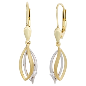 Boutons Ohrringe Diamanten Brillant 585 Gold Gelbgold Weißgold spitzoval Damen