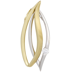 Anhänger Diamant Brillant 585 Gold Gelbgold Weißgold teilmatt spitzoval Damen