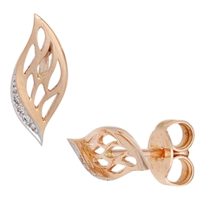 Ohrstecker Blatt mit Spitzen 6 Diamanten Brillanten 585 Gold Rotgold Damen Ohrstecker Blatt mit Spitzen 6 Diamanten Brillanten 585 Gold Rotgold Damen
