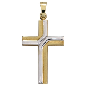 Anhänger Goldkreuz 27,4mm Kreuz 333 Gold Gelbgold zweifarbig teilmattiert