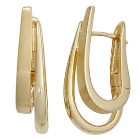 Paar Creolen Klappcreolen Ohrringe aus 585 Gold Gelbgold teilmattiert Damen