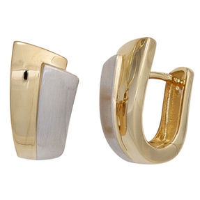 Creolen Ohrringe Klappcreolen 585 Gold Gelbgold teilmattiert Damen