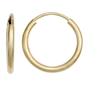 Paar Ohrringe 15mm Creolen aus 585 Gold Gelbgold rund dünn Ohrschmuck Damen