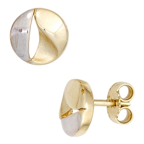 Ohrstecker aus 333 Gold Gelbgold teilmatt rund kreisförmig 7,5mm Damen Ohrstecker aus 333 Gold Gelbgold teilmatt rund kreisförmig 7,5mm Damen