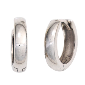 Schlichte Ohrringe Creolen 11,7mm rund aus 375 Gold Weißgold Ohrschmuck Damen