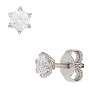 Solitär Ohrstecker mit Zirkonia weiß 333 Gold Weißgold Ohrschmuck Damen