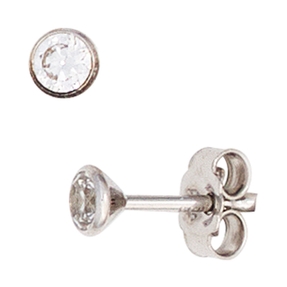 Solitär Ohrstecker Zirkonia weiß 3,4mm rund 333 Gold Weißgold Ohrschmuck Damen