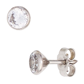 Solitär Ohrstecker Zirkonia weiß 4,5mm rund 333 Gold Weißgold Ohrschmuck Damen
