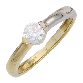 Solitär Ring Damenring aus 333 Gold Gelbgold & Weißgold mit Zirkonia Goldring