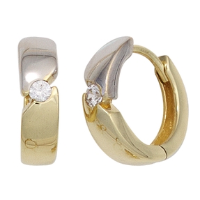 Ohrringe Creolen 13mm aus 333 Gold Gelbgold mit Zirkonia weiß Ohrschmuck Damen