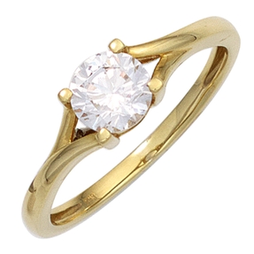 Solitär Ring Damenring mit Zirkonia weiß 333 Gold Gelbgold Fingerschmuck Solitär Ring Damenring mit Zirkonia weiß 333 Gold Gelbgold Fingerschmuck