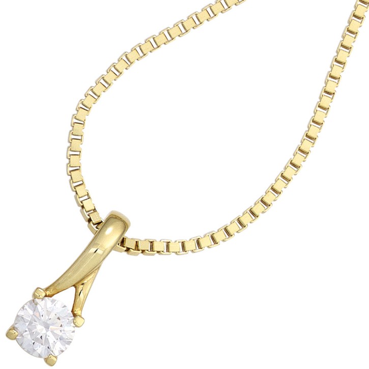 Solitär Anhänger mit Zirkonia 333 Gelbgold