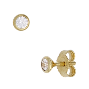 Ohrstecker 3,4mm Zirkonia weiß rund 333 Gold Gelbgold Ohrschmuck Solitär Damen