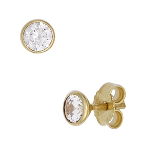 Ohrstecker 4,1mm Zirkonia weiß rund 333 Gold Gelbgold Ohrschmuck Solitär Damen