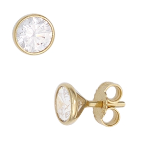 Ohrstecker 5,4mm Zirkonia weiß rund 333 Gold Gelbgold Ohrschmuck Solitär Damen