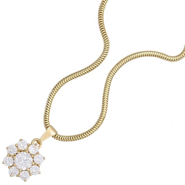 Anhänger Blume aus 9 Zirkonia 375 Gelbgold