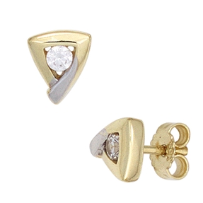 Ohrstecker Ohrringe Dreieck-Form mit Zirkonia weiß 333 Gold Gelbgold Damen Ohrstecker Ohrringe Dreieck-Form mit Zirkonia weiß 333 Gold Gelbgold Damen