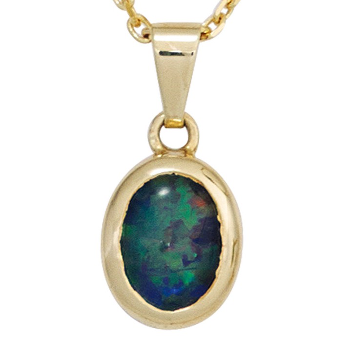 Anhänger mit Opal grün-blau 585 Gelbgold