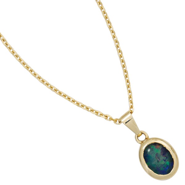 Anhänger mit Opal grün-blau 585 Gelbgold