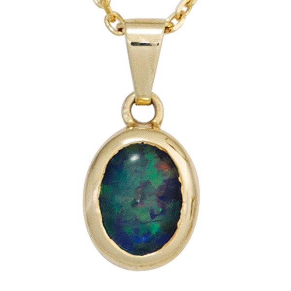 Anhänger mit Opal grün-blau 585 Gelbgold