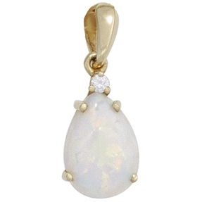 Anhänger mit Opal Tropfen & Diamant Brillant 585 Gold Gelbgold Damen
