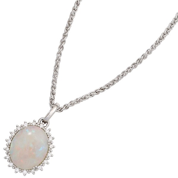 Anhänger mit Opal und 18 Brillanten 585 Weißgold