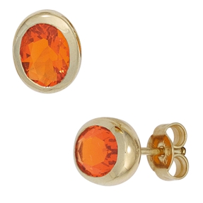 Paar Ohrstecker mit Opal Feueropal rot orange oval 585 Gold Gelbgold Damen Paar Ohrstecker mit Opal Feueropal rot orange oval 585 Gold Gelbgold Damen