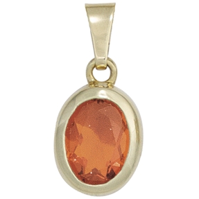 Edelstein Anhänger mit Opal Feueropal rot orange oval 585 Gold Gelbgold Damen