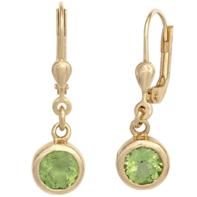 Ohrringe Boutons Ohrhänger mit Peridot grün rund 585 Gold Gelbgold Goldohrringe