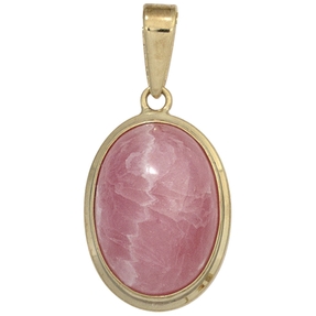 Anhänger mit Rhodochrosit oval rosé-pink 585 Gold Gelbgold Damen Goldanhänger