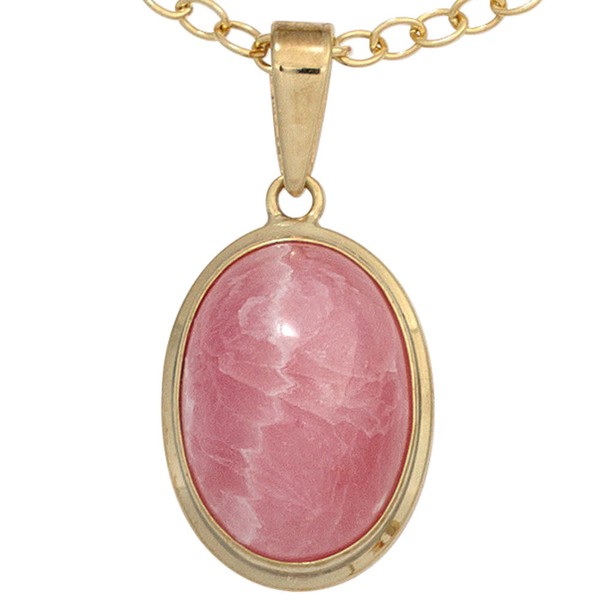 Anhänger mit Rhodochrosit oval 585 Gelbgold