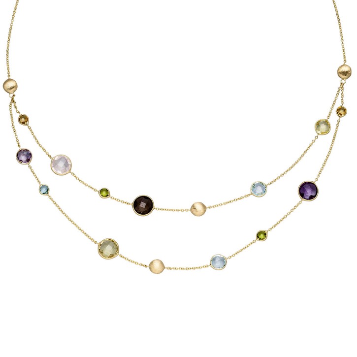 Collier Rauchquarz Amethyst Citrin Peridot Quarz 585 Gold 45cm