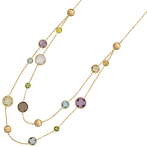 Multicolor Collier Rauchquarz Amethyst Citrin Peridot Quarz 585 Gold 45cm Damen