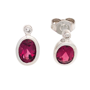 Ohrstecker mit Turmalin rosa oval & Diamant Brillant 585 Gold Weißgold Damen Ohrstecker mit Turmalin rosa oval & Diamant Brillant 585 Gold Weißgold Damen