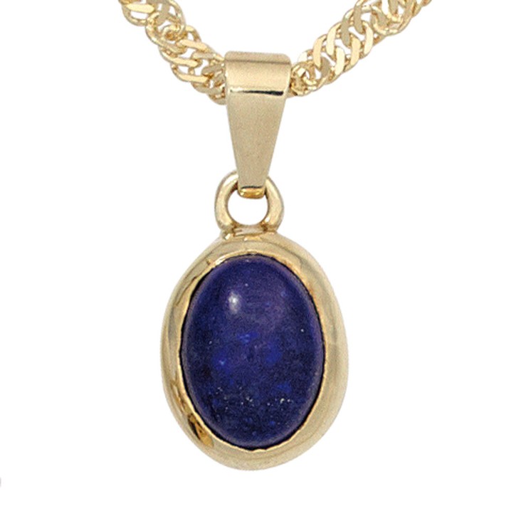 Anhänger mit Lapis-Lazuli oval 585 Gelbgold