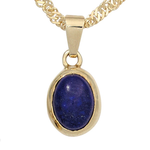 Anhänger mit Lapis-Lazuli oval 585 Gelbgold