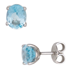 Ohrstecker mit Blautopas oval himmelblau 585 Gold Weißgold Ohrschmuck Damen Ohrstecker mit Blautopas oval himmelblau 585 Gold Weißgold Ohrschmuck Damen