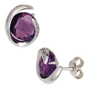 Ohrstecker Amethyst violett & Diamanten Brillanten 585 Gold Weißgold Damen Ohrstecker Amethyst violett & Diamanten Brillanten 585 Gold Weißgold Damen